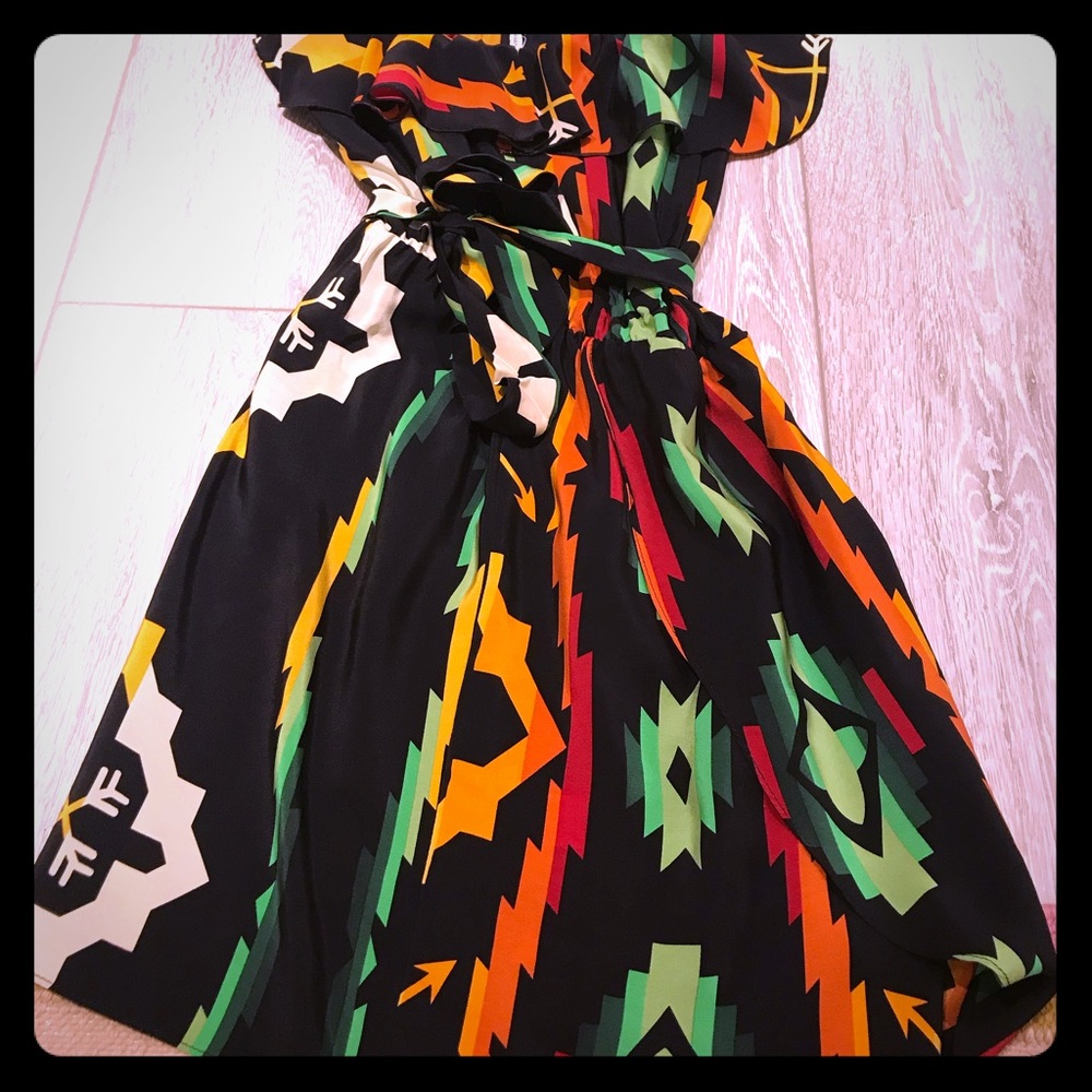 Strapless printed mini dress